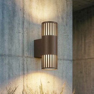 Lurinda buitenwandlamp, bruin, 2-lamps, IP44, Ø 10 cm, E27 Lindby - Balkon - Modern - Metaal - Meerdere lampen