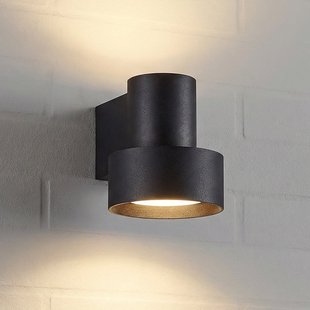 Elune LED buiten wandlamp, matzwart, up/down Lucande - Modern - Aluminium - 1 lamp