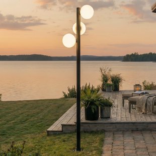Asane LED buitenlamp, 3-lamps, CCT, 222 cm, zwart, metaal Lucande - Modern - Meerdere lampen