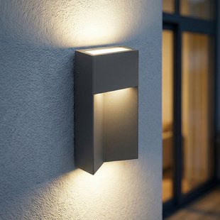 Kaholo LED buiten wandlamp, CCT, aluminium, IP44, zwart, hoekig Lucande - Modern