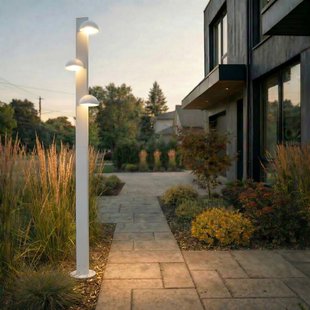 Velira LED buitenlamp, 3-lamps, 220 cm, IP44, lichtgrijs, metaal Lucande - Modern - Meerdere lampen