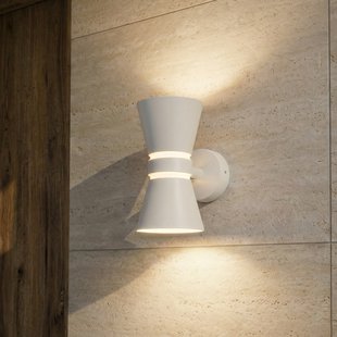 Meravi LED buiten wandlamp, 2-lamps, IP44, wit, aluminium Lucande - Modern - Meerdere lampen