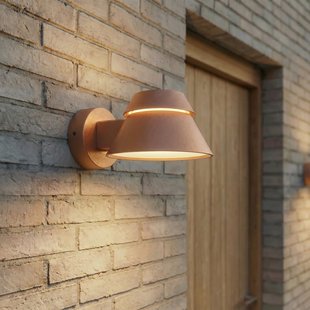 Moena LED buiten wandlamp, IP44, aluminium, glas, bruin Lucande - Modern - 1 lamp