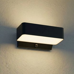 Fando LED buiten wandlamp, antraciet, 22,5 cm, sensor, IP44 Lindby - Aluminium - Hoekig