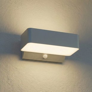Fando LED buiten wandlamp, zilver, 22,5 cm, sensor, IP44 Lindby - Aluminium - Hoekig