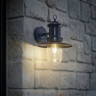 Eloretta wandlamp, staal, zwart/blauw, E27 IP44 Lindby - Terras - Landhuis / Rustiek - Metaal - 1 lamp