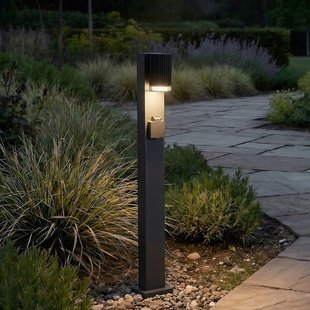 Enerio tuinpadverlichting, hoogte 80 cm, GU10, zwart, stopcontact, aluminium - Lindby - Modern - 1 lamp