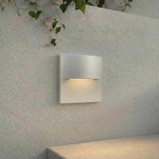 Alune LED wand inbouwlamp, gebogen, wit, IP65 8 x 8 cm Lindby - Modern - Aluminium - Hoekig