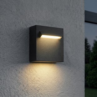 Joril LED buiten wandlamp, zwart, 9,4 cm, aluminium, IP65 Lucande - Terras - Modern - Hoekig