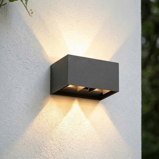 Nivar LED buiten wandlamp, zwart, 4-lamps, 20 cm, IP54 Lindby - Terras - Modern - Aluminium - Hoekig