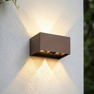 Nivar LED buiten wandlamp, roestkleurig, 4-lamps, 20 cm, IP54 Lindby - Terras - Modern - Aluminium - Hoekig