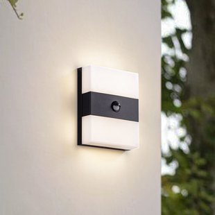 Teekon LED buiten wandlamp, sensor, IP44, antraciet PRIOS - Terras - Modern - Roestvrij staal - Hoekig