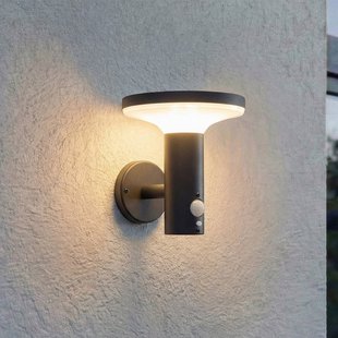 Kalen LED-wandlamp op zonne-energie, zwart, metaal, 17 cm, bewegingsmelder - PRIOS - Modern - 1 lamp