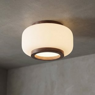 Shiro LED plafondlamp, Ø 28 cm, hout/glas, CCT Quitani - Woonkamer - Designer - Rond