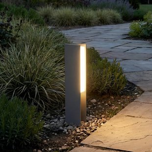Teerk LED sokkellamp, antraciet, IP65, hoogte 30 cm Lucande - Terras - Modern - Aluminium - Hoekig