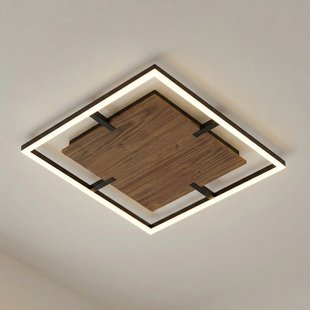 Vectra LED plafondlamp, hout, 50 x 50 cm, dimbaar, 3.000 K Lucande - Woonkamer - Modern - Kunststof - Hoekig