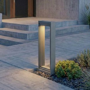 Ashkan LED sokkellamp, hoogte 40 cm, antraciet, IP65 Lucande - Modern - Metaal - Hoekig