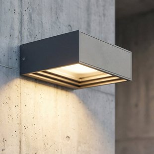 Ashkan LED wandlamp, antraciet, IP65 Lucande - Modern - Metaal - Hoekig