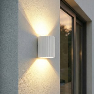 Ralino LED buiten wandlamp, IP65, aluminium, wit, 2-lamps Lindby - Terras - Modern - Rond