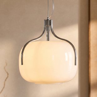 Christo hanglamp, Ø 42 cm, chroom/wit, glas Lucande - Eetkamer - Designer - Rond