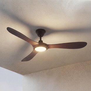 Winrod LED-plafondventilator voor buiten, donker hout IP66 Lucande - Modern - Kunststof - 1 lamp