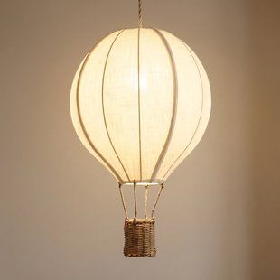 Aeris kinderkamer hanglamp, Ø 35 cm, textiel/rotan, beige, E27 Lindby - Stof - 1 lamp