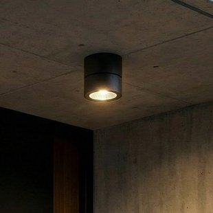 Nolivar LED plafondspot, zwart, Ø 9 cm, IP54 Lindby - Terras - Modern - Aluminium - Rond