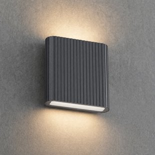 Raija LED buiten wandlamp, antraciet, 19 cm, CCT Lucande - Modern - Aluminium - Hoekig