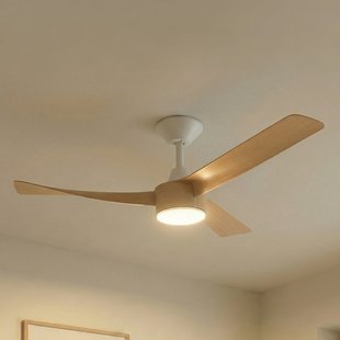 Airona LED plafondventilator, wit/hout, DC, stil Lucande - Woonkamer - Modern - Kunststof
