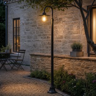 Bilma buitenlamp, hoogte 220 cm, roestkleurig, 1-lamp, glas, IP65 Lindby - Modern - Aluminium - 1 lamp