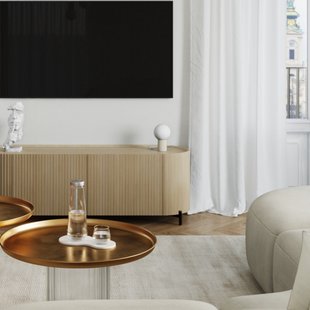 ORBI tafellamp, beige, glas/metaal, hoogte 19 cm, G9 SOLLUX LIGHTING - Woonkamer - Aluminium - 1 lamp