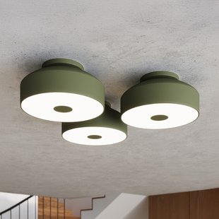 CLARO plafondlamp, olijfgroen, Ø 30 cm metaal 4 x E27 SOLLUX LIGHTING - Woonkamer - 1 lamp
