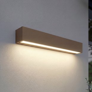 Lengo LED buiten wandlamp, 50 cm, bruin, naar beneden gericht, 3000 K Lucande - Modern - Aluminium - Hoekig
