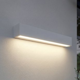 Lengo LED buiten wandlamp, 50 cm, wit, naar beneden gericht, 3000 K Lucande - Modern - Aluminium - Hoekig