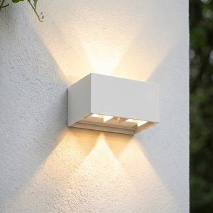 Nivar LED buiten wandlamp, hoekig, wit, 20 cm, IP54 Lindby - Modern - Metaal