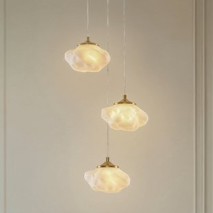 Piatra hanglamp, opaal/messing, 3-lamps, Ø25cm, glas Lindby - Woonkamer - Modern - Meerdere lampen
