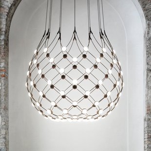 Mesh Wireless Bluetooth hanglamp, Ø 100 cm, 1 m Luceplan - Woonkamer - Designer - Metaal - Meerdere lampen