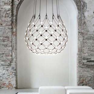Mesh Wireless Bluetooth hanglamp, Ø 100 cm, 2 m Luceplan - Woonkamer - Designer - Metaal - Meerdere lampen