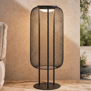 Korvyn LED vloerlamp, zwart, hoogte 80 cm, IP44 Lucande - Designer - Metaal - 1 lamp