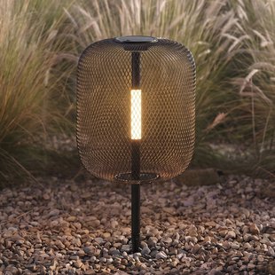 Faylen LED-zonne-energie-grondspitlamp, zwart, IP65 Lucande - Designer - Metaal - 1 lamp
