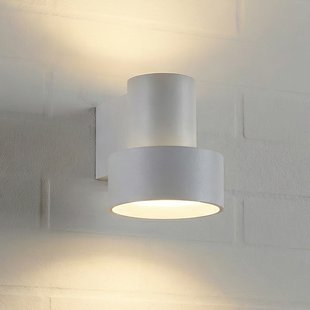 Elune LED buiten wandlamp, lichtgrijs, IP44, up/down Lucande - Modern - Aluminium - 1 lamp