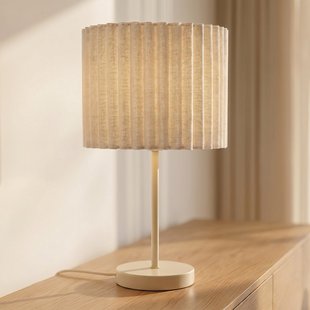 Libbie tafellamp, hoogte 45 cm, linnen, crème, E27 Lindby - Woonkamer - Stof - 1 lamp