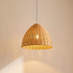 Laverne hanglamp, rotan, Ø 40 cm, hout, E27 Lindby - Woonkamer - Scandinavisch - 1 lamp