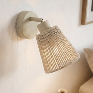 Anuva wandspot, beige, papier, 1-lamp, E14 Lindby - Slaapkamer - Landhuis / Rustiek - Papier / Karton - 1 lamp