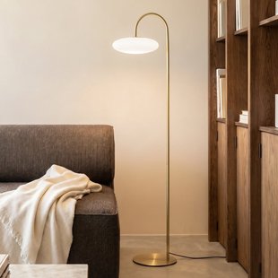 Tenebra LED vloerlamp, messing/wit, glas, hoogte 155 cm Lucande - Woonkamer - Modern - 1 lamp