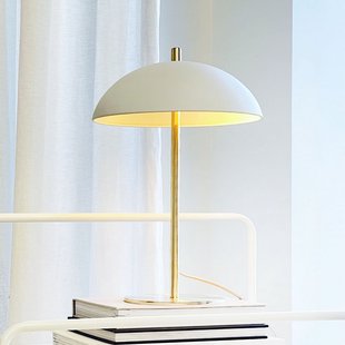 Globus tafellamp, beige/messing, 44 cm Dyberg Larsen - Woonkamer - Scandinavisch - Metaal - Rond