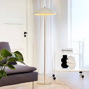 Globus vloerlamp, hoogte 150 cm, beige/messing Dyberg Larsen - Woonkamer - Scandinavisch - Metaal - Rond