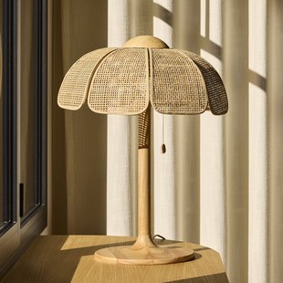 Coquillage tafellamp, riet/hout MARKET SET - Woonkamer - Designer - Rond