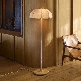 Coquillage vloerlamp, linnen naturel/hout MARKET SET - Woonkamer - Designer - Stof - Rond