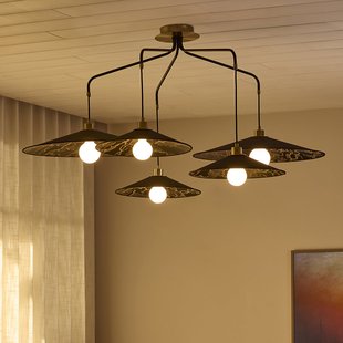 Gatsby hanglamp, zwart kumo, 5-lamps MARKET SET - Eetkamer - Designer - Stof - Meerdere lampen